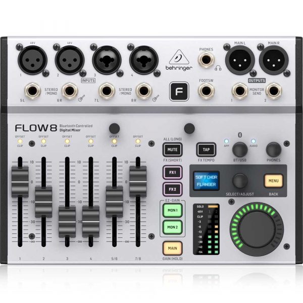 Behringer Flow 8 Digital mixer with Bluetooth for rent - Top view