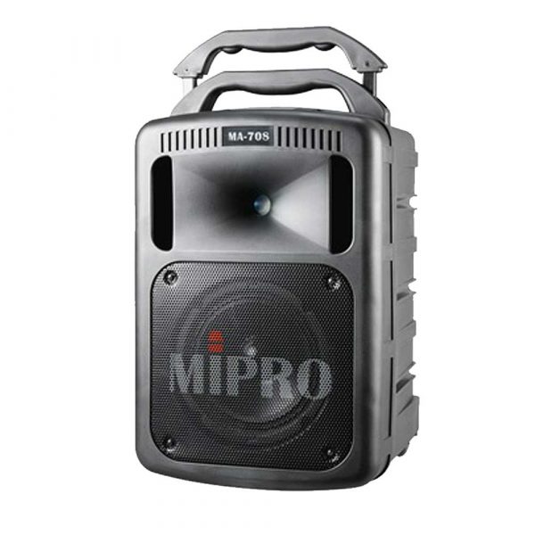 Mipro MA708 battery and mains powered portable PA system for rent - front view